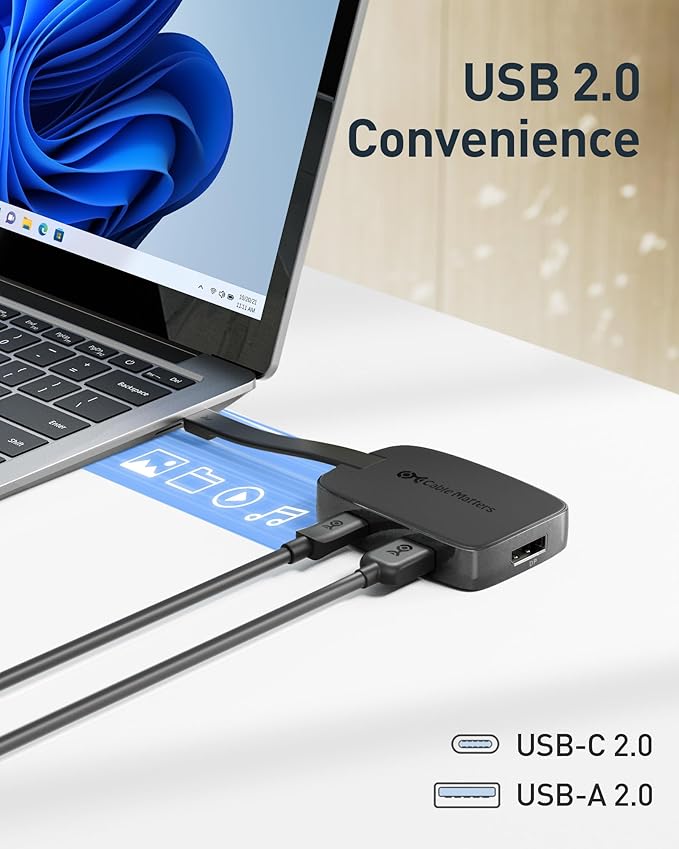 Cable Matters 4K@240Hz USB C Hub DisplayPort 1.4 with 100W Charging Support 8K@60Hz HDR(Foldable USB C to DisplayPort Hub) Compatible with Thunderbolt 4 MacBook XPS iPad Pro iPhone 16/15 Pro