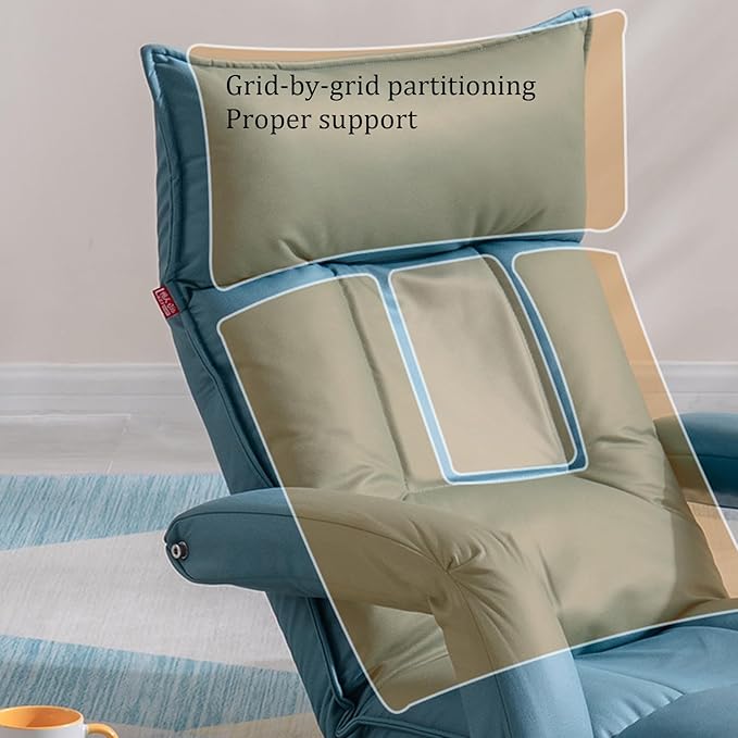 Folding Floor Gaming Chair 5-Poistion Cushioned Adjustable Floor Lazy Sofa Chair W/Breathable Cottonfor Reading Gaming MeditatingA