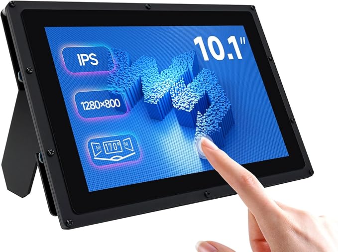 waveshare 10.1inch Capacitive Touch Screen LCD Compatible with Raspberry Pi 5/4B/3B/Zero/Zero W/Zero 2W/Pico/Pico W/Pico WH Comes with Case and Toughened Glass Cover 1280×800 Resolution HDMI IPS