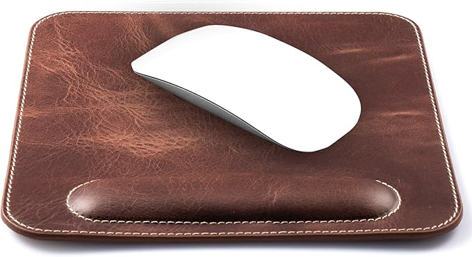Londo Top Grain Leather Mouse Pad with Wrist Rest – Ergonomic Support Non-Slip Base Smooth Surface
