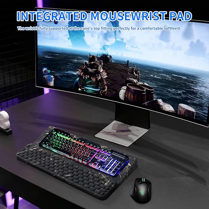 Keyboard Stand for Desktop Keyboards Wrist Rest Ergonomic Keyboards Holder for Easy Typing Working Wrist pad for Keyboards with Comfortable Wrist Rest for Keyboard Black Gold