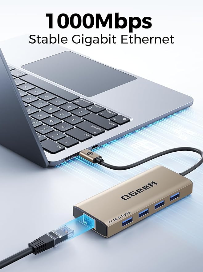 QGeeM USB C Hub Ethernet9 in 1 USB Type C Hub HDMI Multi-Port Converter Adapter100W Pd USB 3.0SD/TF Card ReaderCompatible for MacBook Pro Air Ipad HP Dell Lenovo Chromebook etc.-Brown