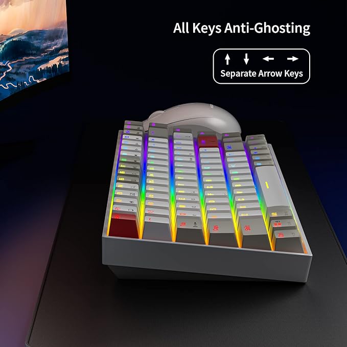 Newmen GM840 Wireless Mechanical KeyboardWired/Bluetooth/2.4G 75% Compact RGB Backlit Hot Swappable Mini Gaming KeyboardUSB C 84 Keys Small Computer Keyboards for PC/Laptop/Win/MacBrown Switches