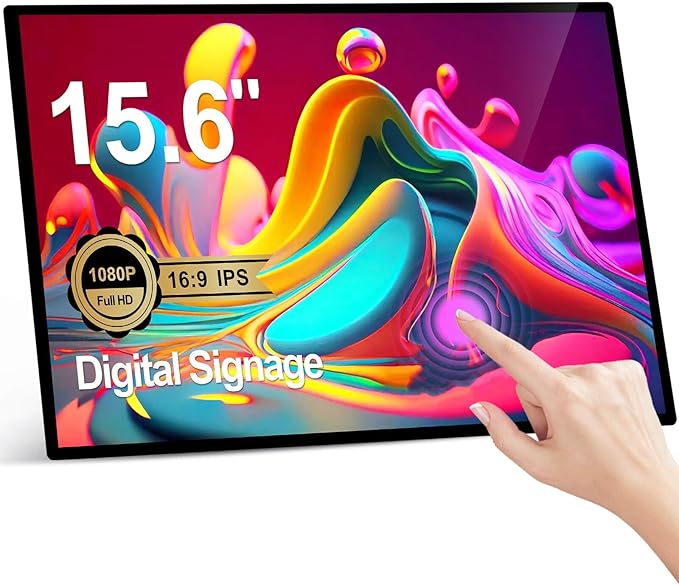 15.6 Digital Signage Displays 10000 mAh Capacitive Touch Screen Advertising Display with HDMI-in All in One LCD Commercial Monitor Player with Android 11(2+32GB)