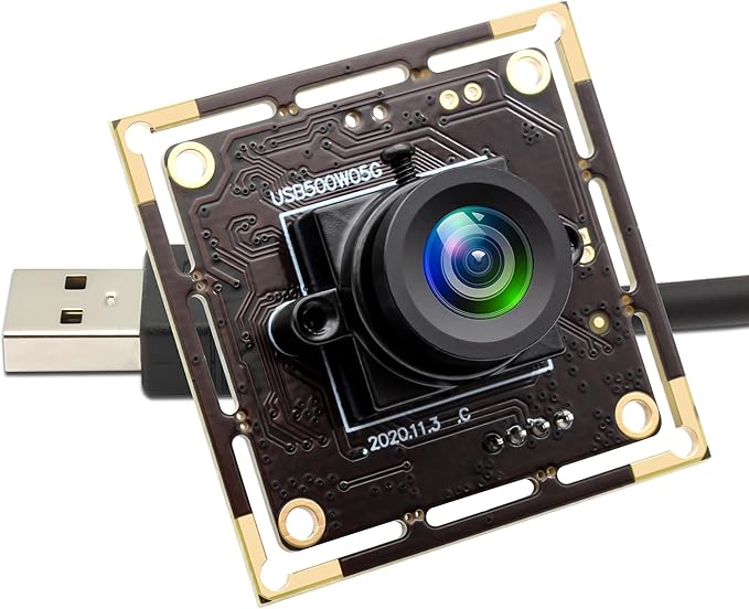 5MP USB Camera Module 2.1mm Wide Angle Lens - 2592x1944 CMOS Sensor Plug &amp Play Industrial Webcam for Machine Vision Inspection Monitoring - Compatible with Windows Linux macOS Raspberry Pi
