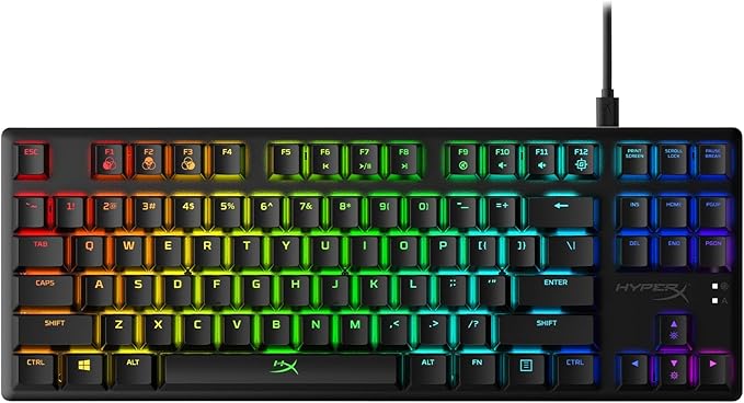 HyperX Alloy Origins Core - Tenkeyless Mechanical Gaming Keyboard Software Controlled Light &amp Macro Customization Compact Form Factor RGB LED Backlit Tactile HyperX Aqua SwitchBlack