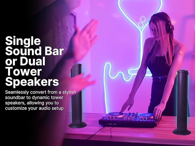 SPG-1750 2-in-1 LED Stereo Speaker System with Bluetooth and RGB Lighting Effects