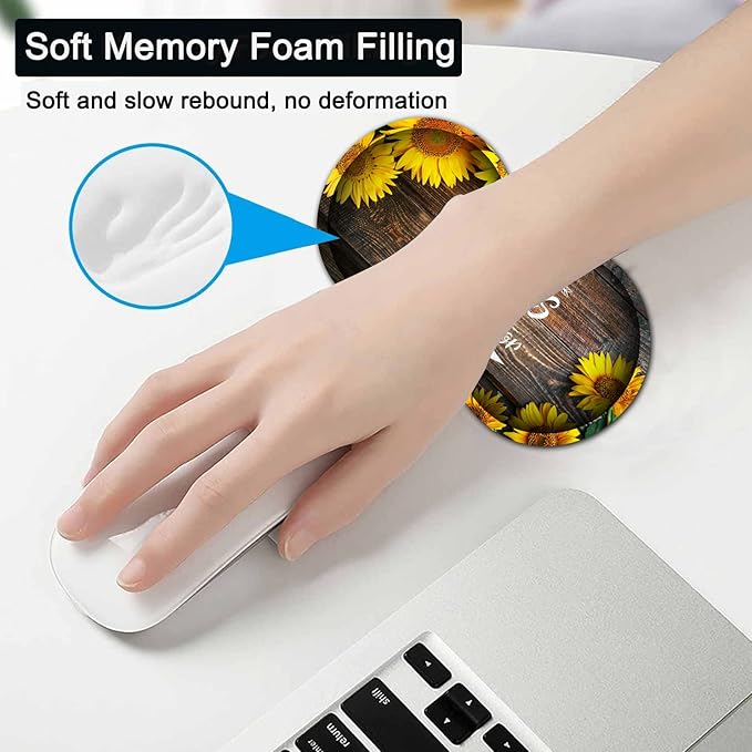 Large Gaming Mouse Pad 31.5x11.8 in Extended Computer Mouse Mat with Non-Slip PU Base Ergonomic Memory Foam Keyboard Wrist Rest for Work &amp Gaming Sunflower Chaos Coordinator Office Desk Pad