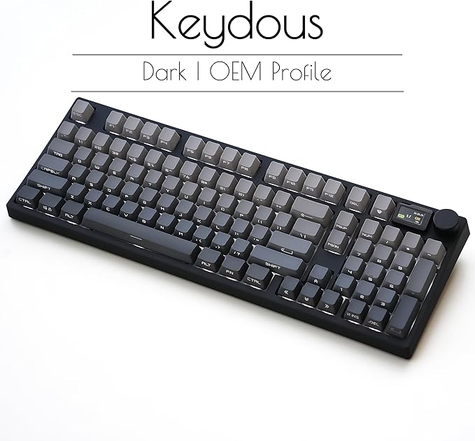 NJ98 Wireless Custom Mechanical Keyboard with Screen Knob 96% Hot Swappable RGB Keyboard Mac Windows (Dark Steel Plate-Mix5 Linear)