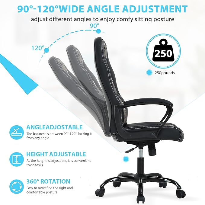 Video Game Chairs Computer Gaming Chair for Adults with Adjustable Height Cheap Gamer Chair Desk Chair Gaming Chair with Lumbar Support for Teens