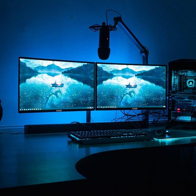 Kado Dual Monitor Setup - 2-Pack 24 1920x1080 Computer Monitor 75Hz VESA Mount HDMI Office Gaming Hybrid Built-in Speakers (E24X Dual Series)