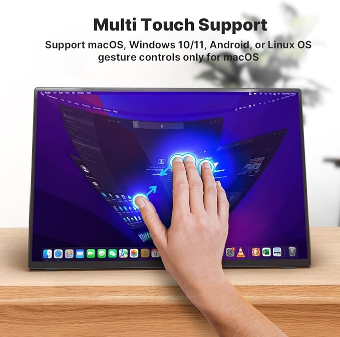 MINIX Portable Monitor 16 FHD 1200PIPSTouch ScreenUSB-C HDMIStereoEye Care Flicker Free Blue Light Filter