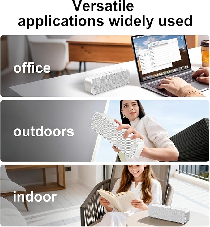 Computer Speaker for DesktopRechargeable PC SpeakerSmall Computer Soundbar with Stereo &amp Bass3.5mm Aux-inBluetoothTF PortLoud Volume for Web ConferencesTeacherMusic (White)