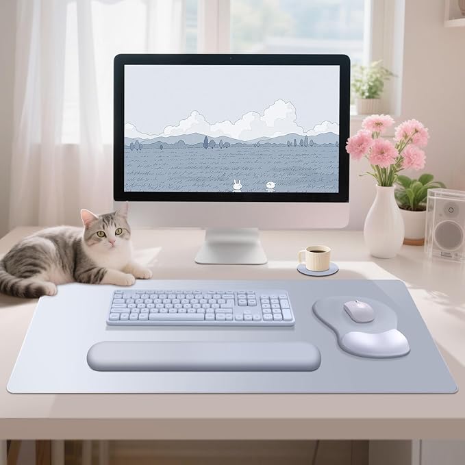 4-in-1 Large Gaming Mouse Pad Keyboard Wrist Rest Pad &amp Wrist Support Mousepad Set Extended Desk Pad Waterproof Desk Mat Protector for Home Office Decor Study Game 35.4×15.7 Inches I Gradient Gr