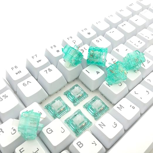 Tecsee Ice Mint Switches for Mechanical Gaming Keyboards PC UPE Linear stem | Standard 68g Gold Spring | Plate Mounted | SMD 5 Pin RGB Switches for Backlit Keyboard (Linear/35PCS)
