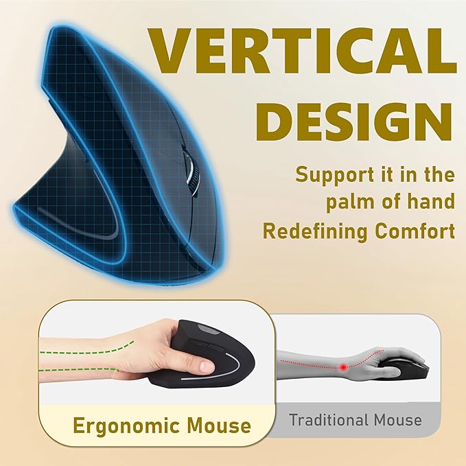 Urby Left Handed Mouse Vertical Left Handed Ergonomic Wireless Mouse Ideal for Lefty Users Gaming &amp Office Use Compatible with Windows/macOS/iPadOS. Black