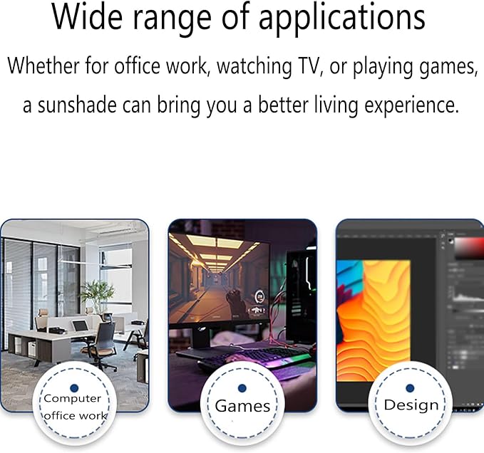 Desktop Computer Hood Adjustable Monitor Sunshade Adjustable Width 41~71cm Widened Sides Block External Stray Light Privacy Protection Reduce Glare for 17-27 Inch Desktop Display