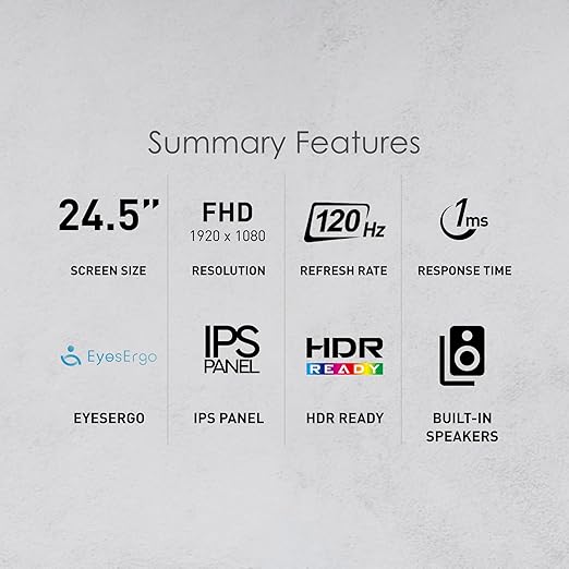 msi PRO MP251W E2 24.5-inch IPS 1920 x 1080 (FHD) Gaming Office Monitor 120Hz Adaptive-Synch HDR Ready HDMI VGA Port Display PortVESA Mountable Tilt Speaker 4-Side Slim Bezel1ms White