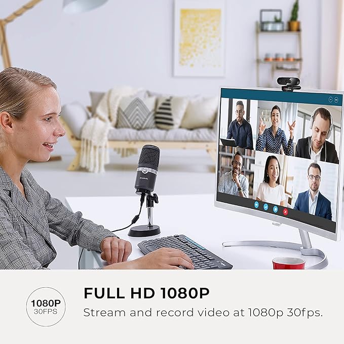 AVerMedia PW310P Webcam - Full 1080p 30fps HD Camera with Autofocus and Dual Stereo Microphones Work from Home Remote Learning - NDAA Compliant
