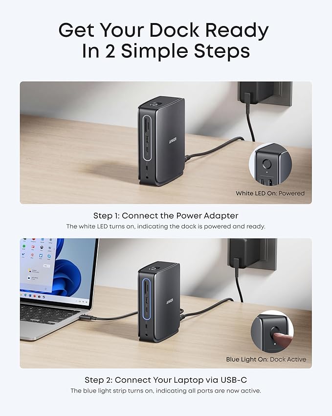 Anker Nano Laptop Docking Station with Detachable Hub 13-in-1 USB-C Triple Display Docking with 2 HDMI+1 DP 10 Gbps USB-C 3 USB-A Audio SD/TF Ethernet 100W Max PD for Dell Lenovo HP and More