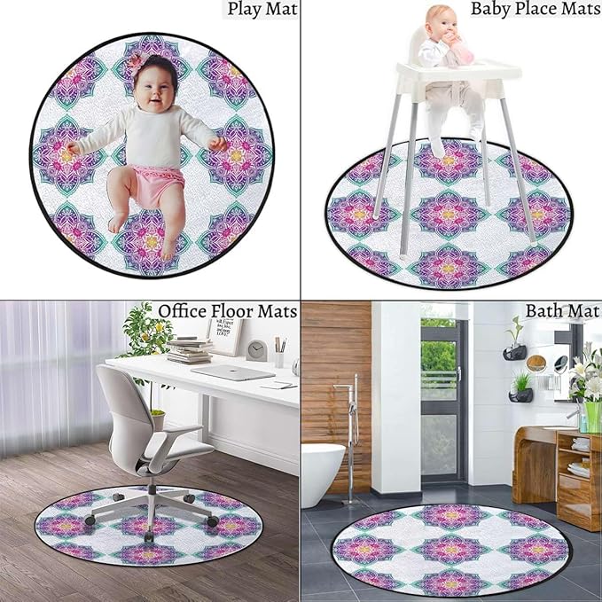 Blue Hardwood Floor Gaming Chair Mat Round Floor Mats for Office Chair Desk Chair Anti Slip Floor Protector for Rolling Chair Lucky Charm Chai Protection Stone Mystic Diameter 43.3 in