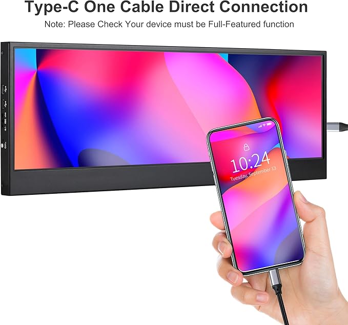 14'' 4K UHD IPS 3840x1100 Stretched Bar Touch Screen Display Monitor for Laptop Computer PC Speed Temperature Windows Aida64 CPU GPU HDMI Secondary Monitor for Music Media Timeline Editing