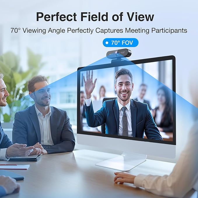 1080P Webcam with Microphone eMeet Nova AutoFocus HD Webcam 96°View Web Camera w/ 2 De-Noise Mics for Laptop/Desktop Plug &amp Play USB Streaming Computer Camera for Conference/Calling/Teaching/Ga