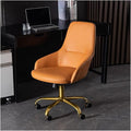 Adjustable Office Computer Chair with Armrest Leather Office Chairs for Meeting Room Furniture Home Chair Backrest Swivel Computer Gaming(Orange-Golden)