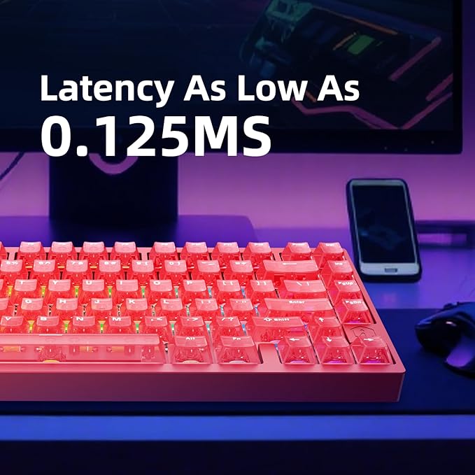 MG75MAX 81 Keys Wired Magnetic Switch Keyboard 256KHZ Single Key Scan Rate PCB Nano-Coating Waterproof Hall Effect 8KHZ/ARGB/CNC Aluminum Gaming Keyboard(Red)