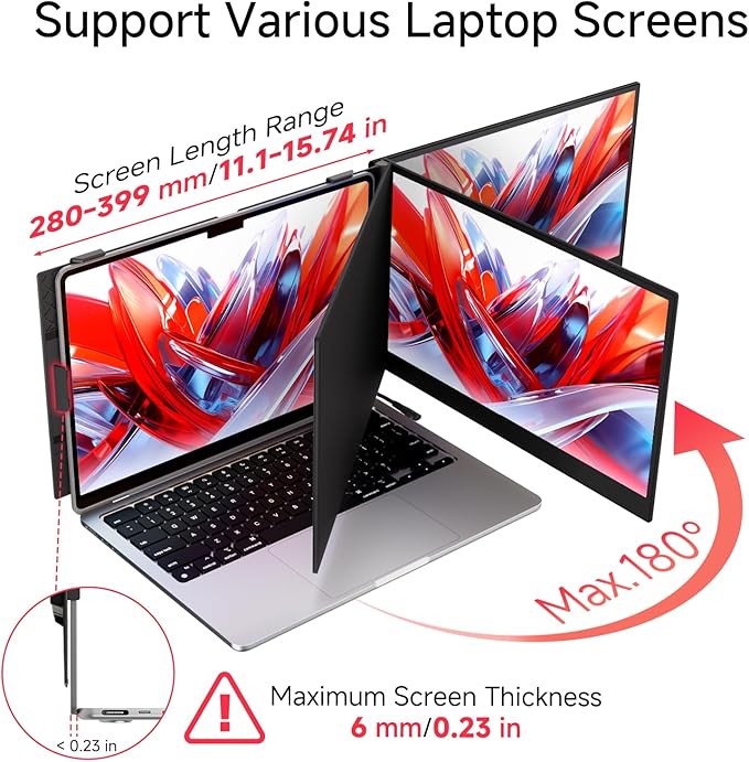 Laptop Screen Extender 14 Lightweight &amp Ultra-Thin 1080P IPS Portable Monitor for Laptop Dual Screen Extender for Remote Work/Business Travel/Home Office Compatible with Windows/Mac/Chrome