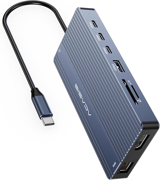 USB C Hub 14-1 USB C Docking Station Dual Monitor with 2 HDMI+DP(4K60Hz) Ethernet 3 USBC 10Gbps100W PD SD/TF 3.0 Audio Laptop Docking Station for MacBook/Dell/HP/Lenovo ThinkPad/Surface (Grey)
