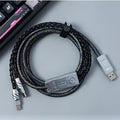 2-IN-1 USB C Dual 8K Mechanical Keyboard Magnetic Axis Cable  6mm Thick Braided RGB Flash Cable No Interruption Metal Plug for Mechanical Keyboards/Mice/Hubs USB-C to USB-A1.5Meter (Black)