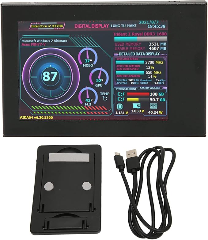 Zopsc 3.5 Inch 1080P FHD Portable Laptop Monitor Second Screen with Protective Cover Speakers USB C Travel Monitor for PC Phone for for Switch