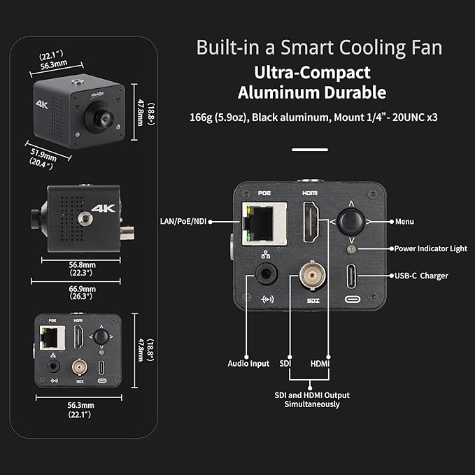 zowietek 4K NDI | HX3 POV Webcam Camera PoE ZowieCAM (M12) + 3G SDI NDI Video Streaming Encoder Decoder
