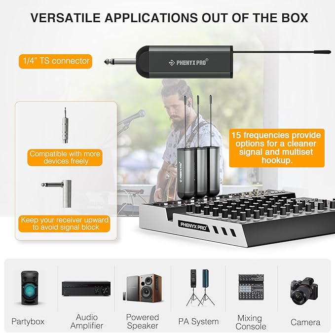 Phenyx Pro Dual Digital Wireless Microphone System w/Handheld Dynamic Microphone Bodypack Transmitter Mini Receiver 2x15 UHF Frequencies Headset/Lapel Mic for Singing (PDP-2-1H1B)