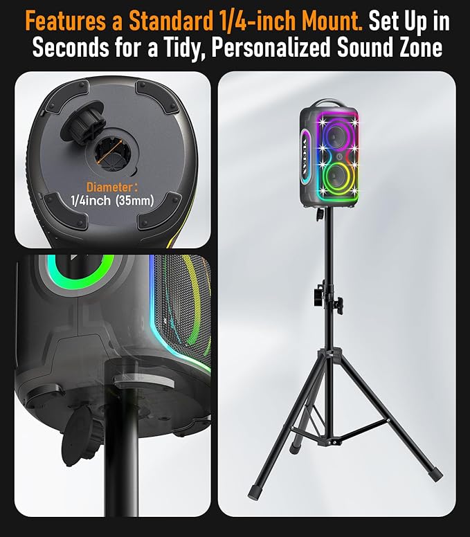 Large Bluetooth Speaker 240W Peak Power Portable Party Speakers Bluetooth Wireless 24H Playtime/Fast Charge/Bass Boost/RGB Lights/TWS/ IP65 Waterproof Outdoor Speaker for Party BeachCamping