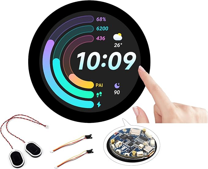 ESP32-S3 1.85inch Touch Display Development Board 360×360 IPS LCD Dual-Core Processor Up to 240MHz Audio Codec Support Offline Speech Recognition and AI Speech Interaction with 8Ω 2W Speaker