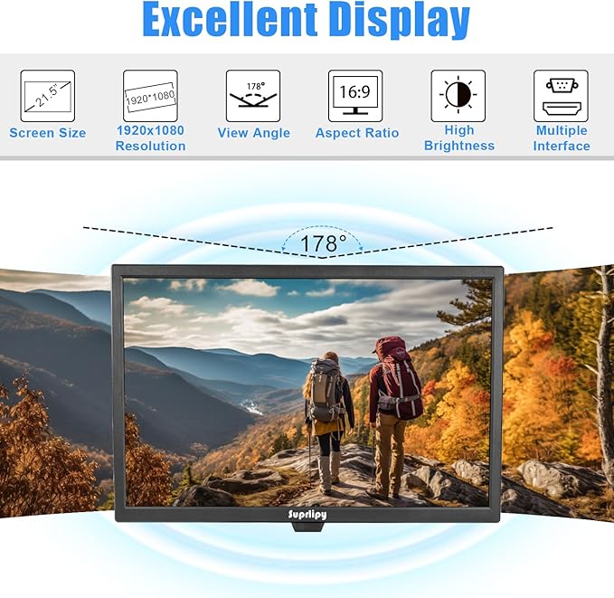 21.5 Inch Touch Screen Monitor FHD1920x1080 Support HDMI VGA AV USB BNC 10 Points Capacitive Touch TFT LED 16:9 Monitor for Laptop PC Xbox PS5/PS4 Switch POS Systems Built-in LounSpeakers