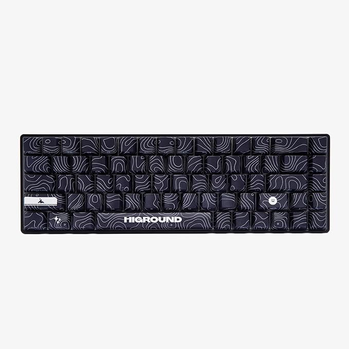 Higround Basecamp 65% Mechanical USB Wired Gaming Keyboards Programable RGB Transparent/Translucent Hot-Swappable Deep Thock Creamy Sounding PC Keyboard (BLACKICE - White Flame Switch)