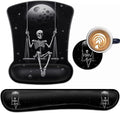 Keyboard Wrist Rest and Mouse Pad Wrist Support Set Ergonomic Gel Mouse Pad Wrist Rest with Non-Slip Base for Home Office Desk Pad Funy Skeleton Skeleton Planet Pattern Black Gaming Mouse Mat