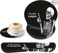 Ergonomic Gel Mouse Wrist Rest Pad and Keyboard Pad SetAnti-Slip PU Bottom Easy Typing and Relieve Wrist Pain with Cute Coaster Set (3-Black Background Skull Skeleton)