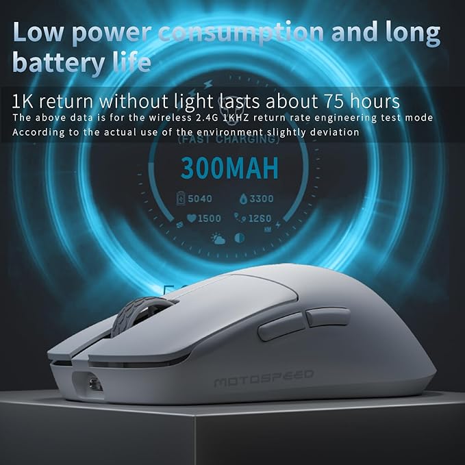 MOTOSPEED X6MAX Wireless Gaming MouseTwo-Mode 8K/USB-C Mouse Up to 30000DPIPAW3950 Optical Sensor Lightweight 43g5 programmable Button300MAh Battery LifeComputer Mouse for LaptopPCMac(Black)