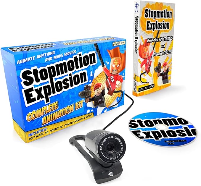Complete HD Stop Motion Animation Kit | Stop Motion Animation Software with Full HD 1080P Camera Animation Software &amp Book (Windows &amp OS X)