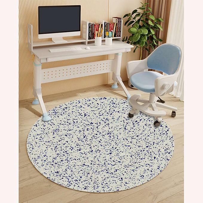 Purple White PU Leather Office Chair Mat for Hardwood Floor Splattered Paint Drops Round Floor Mats for Office Chair Desk Chair Anti Slip Floor Protector for Rolling Chair Abstract Diameter 35.4 in