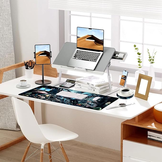 Keyboard Mouse Pad Set Extended Gaming Mouse Pad+Ergonomics Keyboard Wrist Rest Support Memory Foam Easy Typing Pain Relief 4Pcs XL Ultra Thick Desk MatButterfly Mushroom