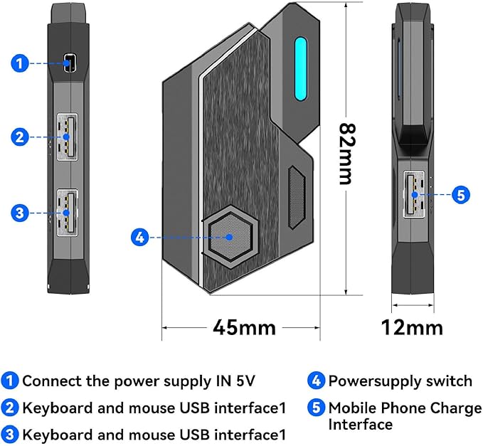 One Handed Gaming Keyboard Combo Bluetooth Keyboard Mouse Converter K9 Mechanical Keyboard GM86 Mouse and Stand Set for Android for iOS