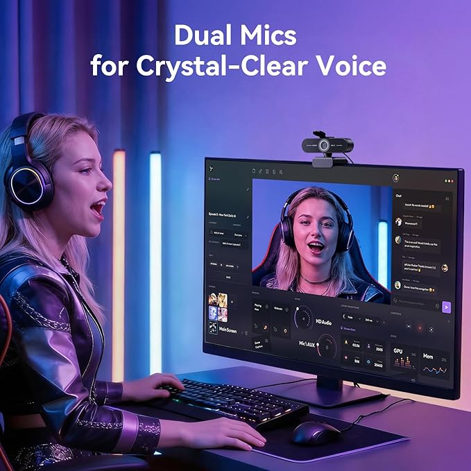 EMEET C60E 4K Webcam for Streaming &amp Gaming – PDAF Autofocus Dual Mics Live Streaming Camera with Auto Light Correction Plug &amp Play USB Webcam for PC &amp Mac