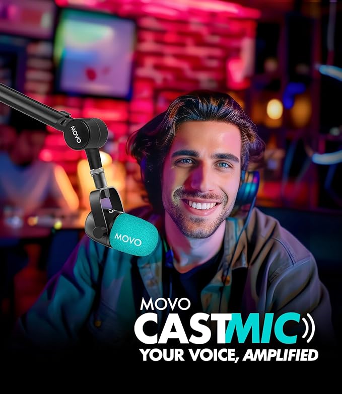 Movo CastMic Dynamic XLR Podcast Microphone for PC Gaming Streaming YouTube and Musicians - Cardioid Podcast Mic for Content Creators
