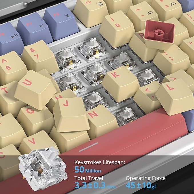 75% Cotton Candy Creamy Mechanical Keyboard Wired Creamy Sound Gasket Gaming Thocky Keyboard with Knob Hot Swappable RGB Custom Keyboard Pre-lubed Cream Switch Keyboard (82 Candyfloss)