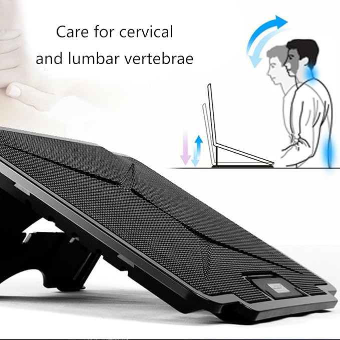 Laptop Cooling Pad LED Gaming Laptop Coolers Quiet Cooling Fan 6 Speed for Laptops Height Stand with 2 USB Port